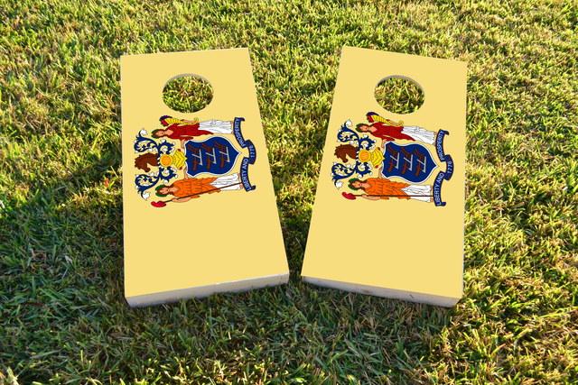 New Jersey State Flag Themed Custom Cornhole Board Design