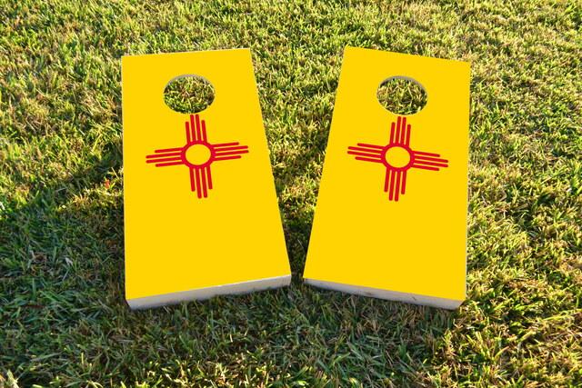 New Mexico State Flag Themed Custom Cornhole Board Design