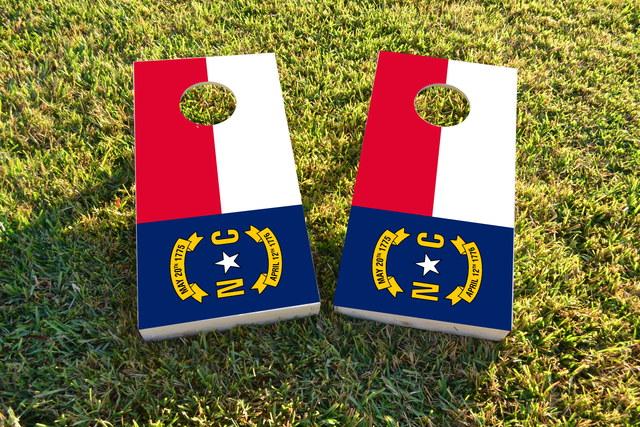 North Carolina State Flag Themed Custom Cornhole Board Design