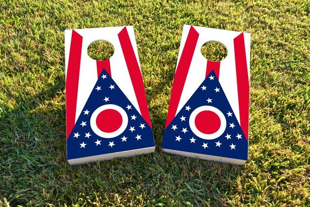 Ohio State Flags Themed Custom Cornhole Board Design