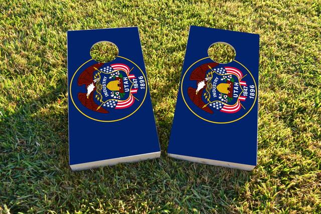 Utah State Flag Themed Custom Cornhole Board Design