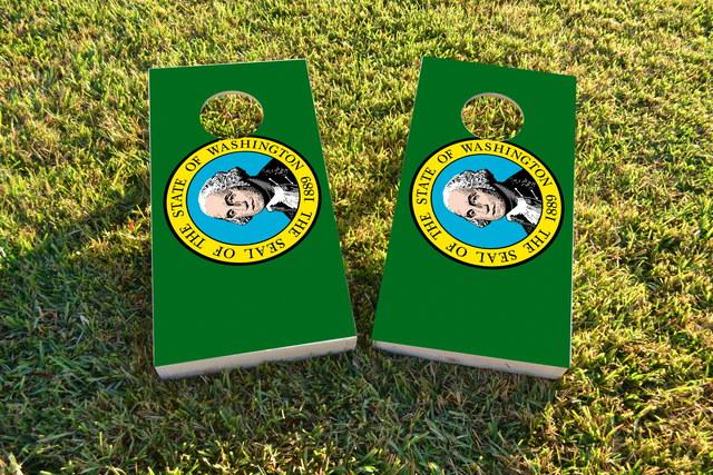 Washington State Flag Themed Custom Cornhole Board Design