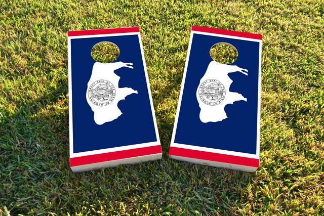 Wyoming State Flag Themed Custom Cornhole Board Design