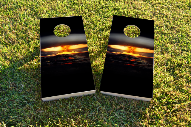 Nuclear Bomb Explosion Themed Custom Cornhole Board Design