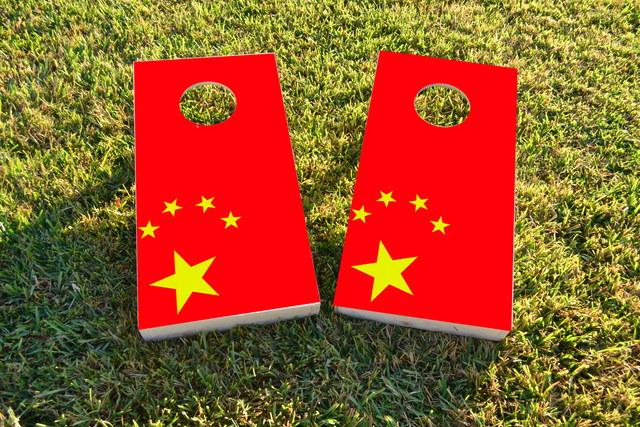 China National Flag Themed Custom Cornhole Board Design