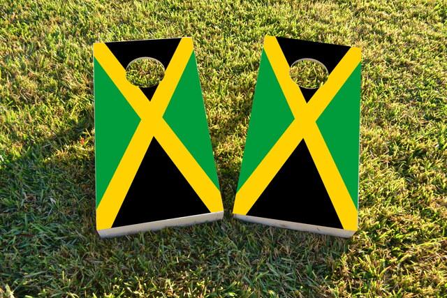 Jamaica National Flag Themed Custom Cornhole Board Design