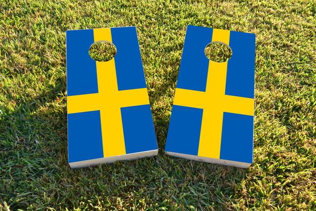 Sweden National Flag Themed Custom Cornhole Board Design