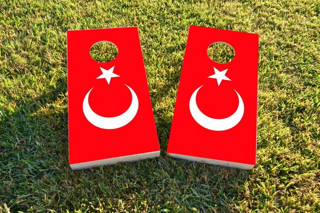 Turkey National Flag Themed Custom Cornhole Board Design