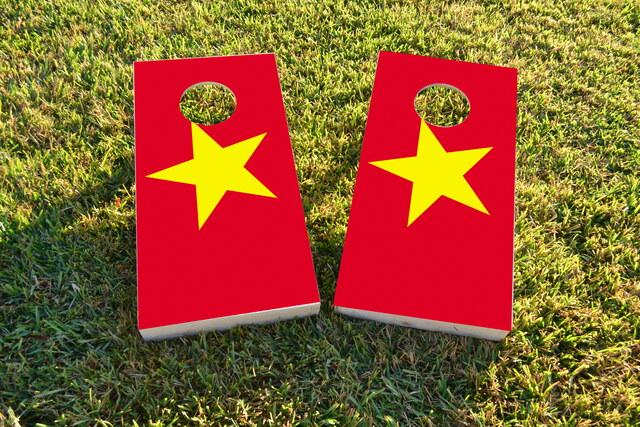 Vietnam National Flag Themed Custom Cornhole Board Design