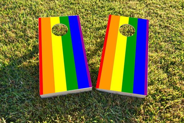 Gay Pride Rainbow Flag Traditional Themed Custom Cornhole Board Design