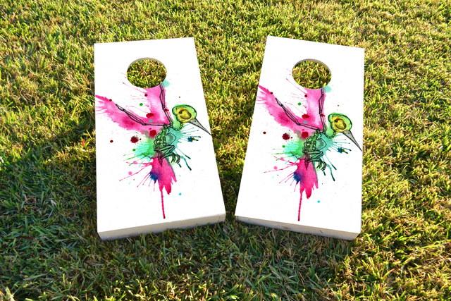  Humming Bird Art Themed Custom Cornhole Board Design