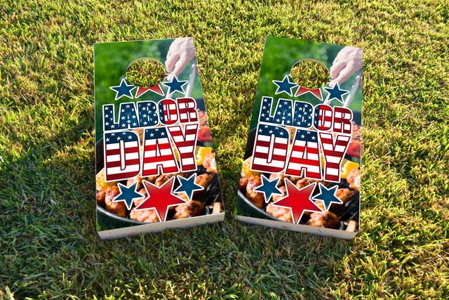 Labor Day Themed Custom Cornhole Board Design