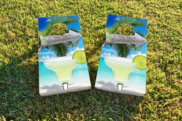 Margaritaville Themed Custom Cornhole Board Design