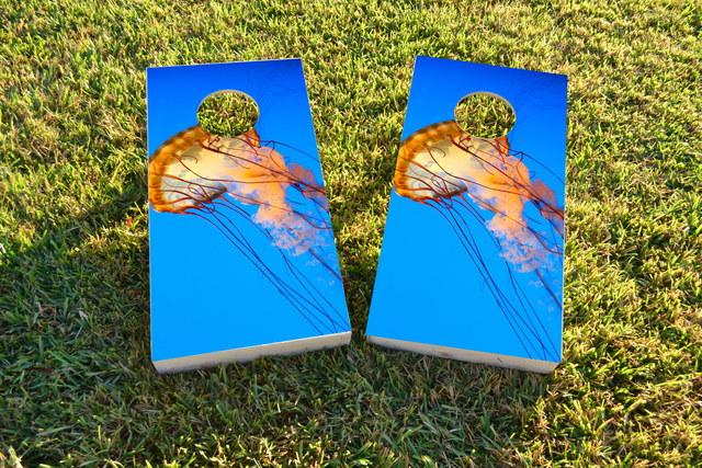 Jelly Fish Themed Custom Cornhole Board Design