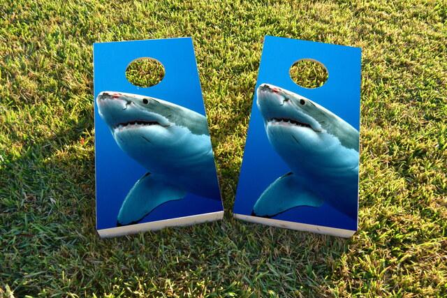 Shark Themed Custom Cornhole Board Design