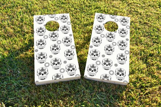 Sugar Skull Themed Custom Cornhole Board Design