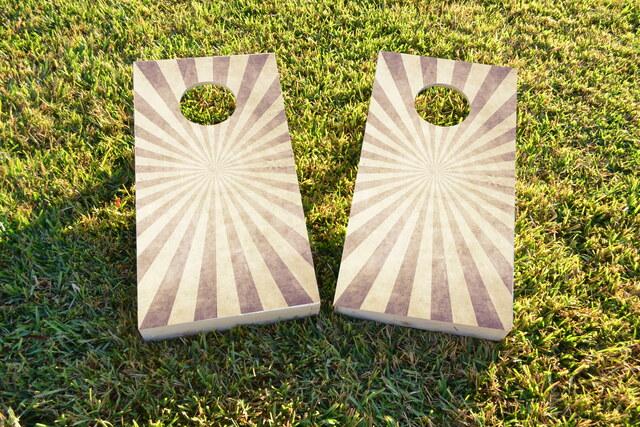 Sunburst Themed Custom Cornhole Board Design