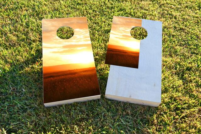 Sunset Themed Custom Cornhole Board Design