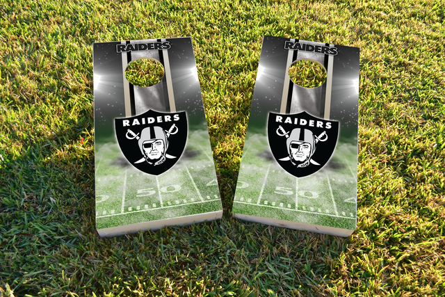 NFL Las Vegas Raiders Themed Custom Cornhole Board Design