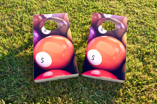 Billiards Themed Custom Cornhole Board Design