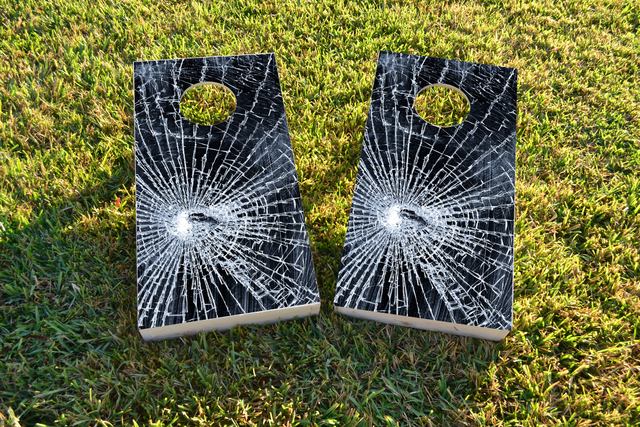 Broken Glass Themed Custom Cornhole Board Design