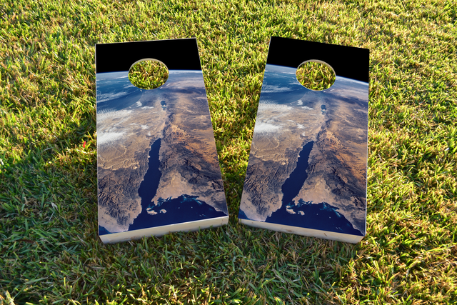 Earth from Space Themed Custom Cornhole Board Design