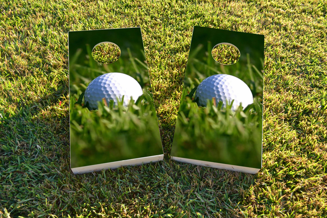 Golf Ball Themed Custom Cornhole Board Design