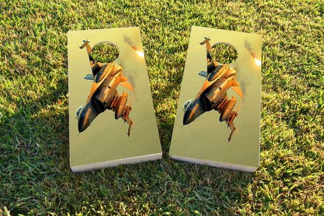 Jet Underside Themed Custom Cornhole Board Design