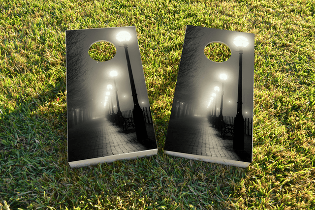 Romantic Walkway Themed Custom Cornhole Board Design