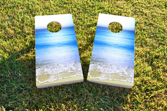 Beach Clear Water Themed Custom Cornhole Board Design