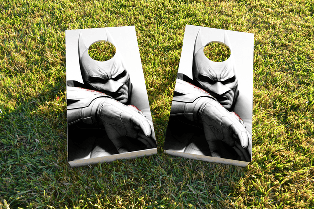 Batman in Black and White Themed Custom Cornhole Board Design