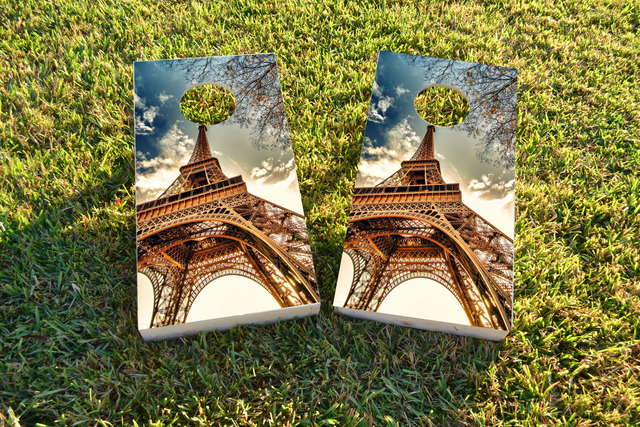 Effil Tower in Paris Themed Custom Cornhole Board Design