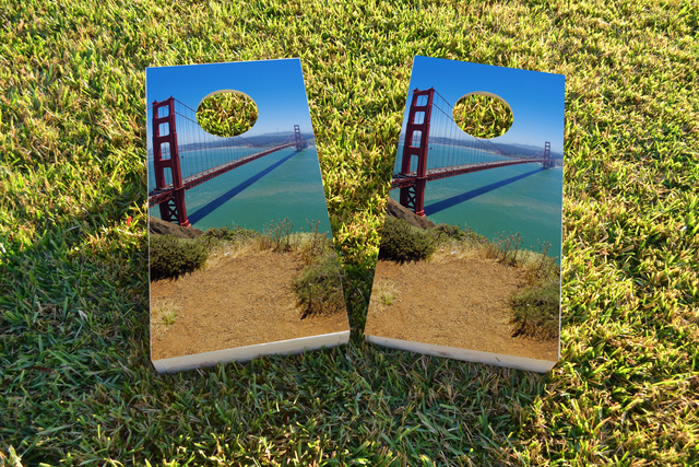 Golden Gate Bridge Themed Custom Cornhole Board Design