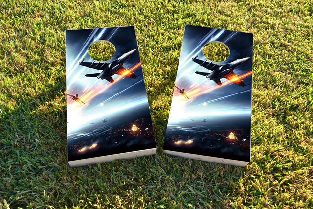 Soaring Jets Themed Custom Cornhole Board Design