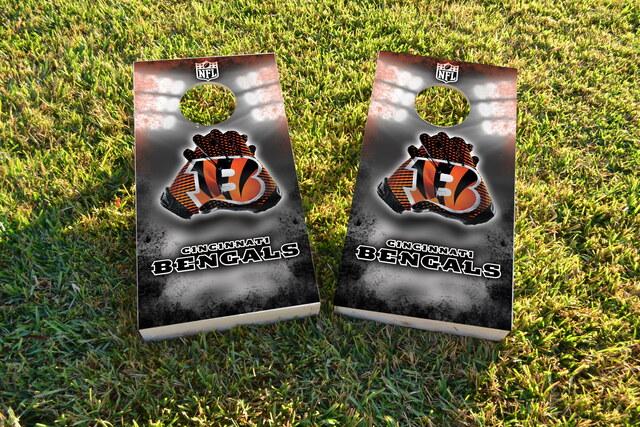 NFL Gloves (Cincinnati Bengals) Themed Custom Cornhole Board Design