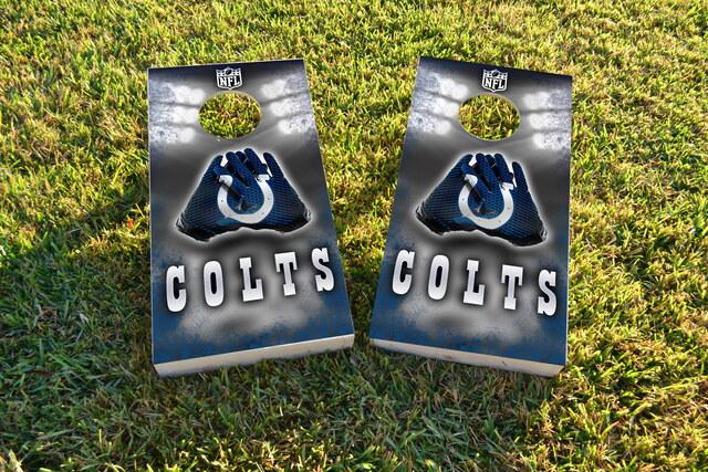 NFL Gloves (Indianapolis Colts) Themed Custom Cornhole Board Design