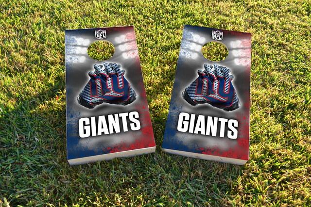 NFL Gloves (New York Giants) Themed Custom Cornhole Board Design