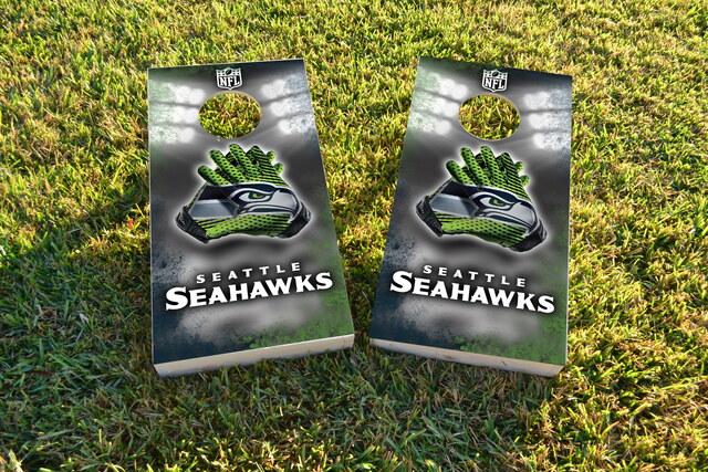NFL Gloves (Seattle Seahawks) Themed Custom Cornhole Board Design