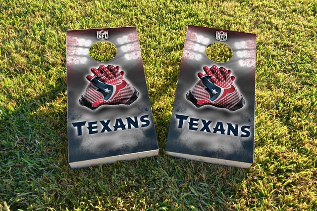 NFL Gloves (Houston Texans) Themed Custom Cornhole Board Design