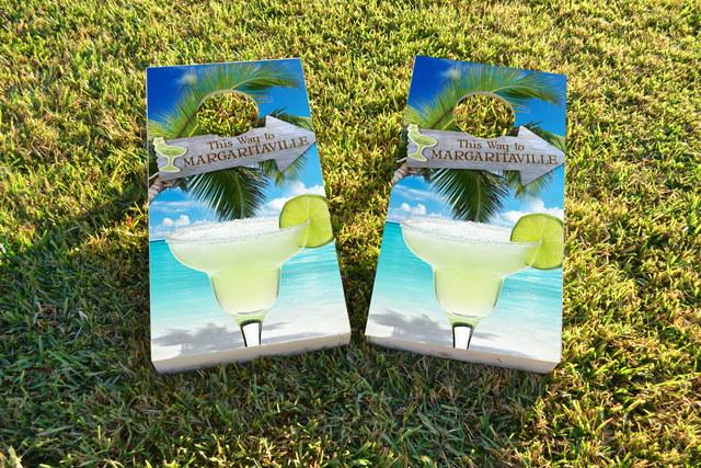  Margaritaville Themed Custom Cornhole Board Design