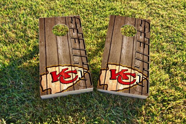 NFL Wood Slat (Kansas City Chiefs) Themed Custom Cornhole Board Design