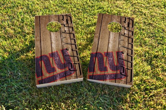 NFL Wood Slat (New York Giants) Themed Custom Cornhole Board Design
