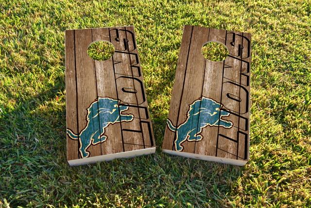 NFL Wood Slat (Detroit Lions) Themed Custom Cornhole Board Design