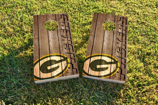 NFL Wood Slat (Green Bay Packers) Themed Custom Cornhole Board Design