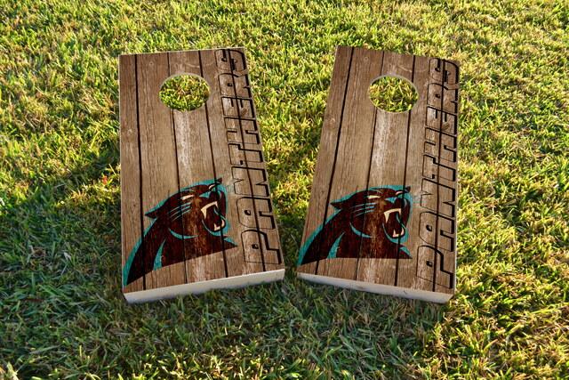 NFL Wood Slat (Carolina Panthers) Themed Custom Cornhole Board Design