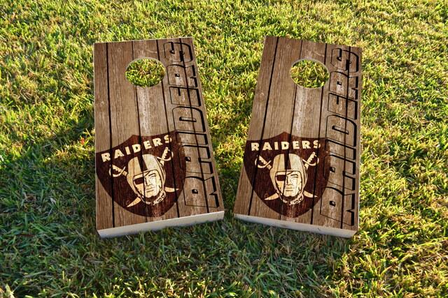 NFL Wood Slat (Las Vegas Raiders) Themed Custom Cornhole Board Design