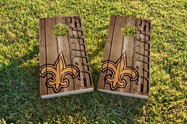 NFL Wood Slat (New Orleans Saints) Themed Custom Cornhole Board Design