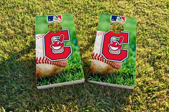 MLB (Cleveland Indians) Themed Custom Cornhole Board Design