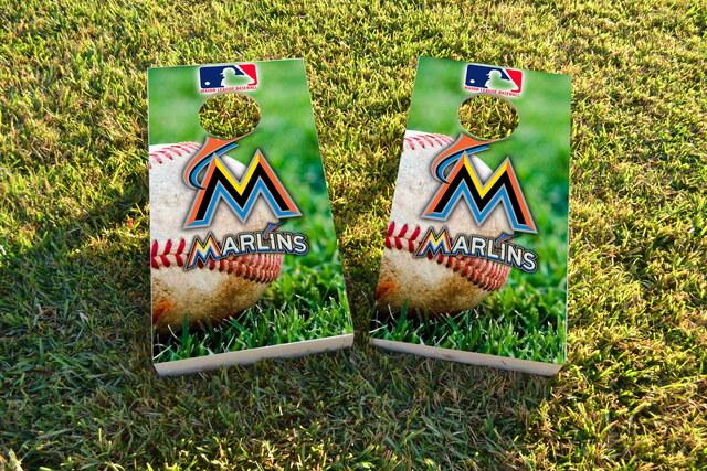 MLB (Miami Marlins) Themed Custom Cornhole Board Design
