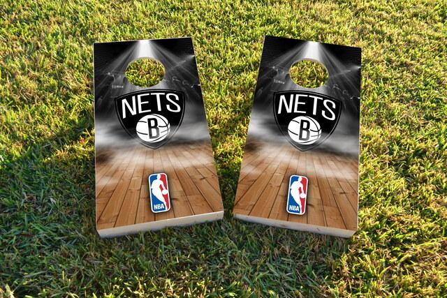 NBA Team (Brooklyn Nets) Themed Custom Cornhole Board Design